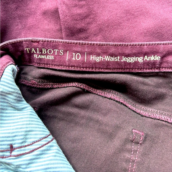 TALBOTS HIGH WAIST ANKLE MAROON JEGGINGS. SIZE 10. - Picture 5 of 6